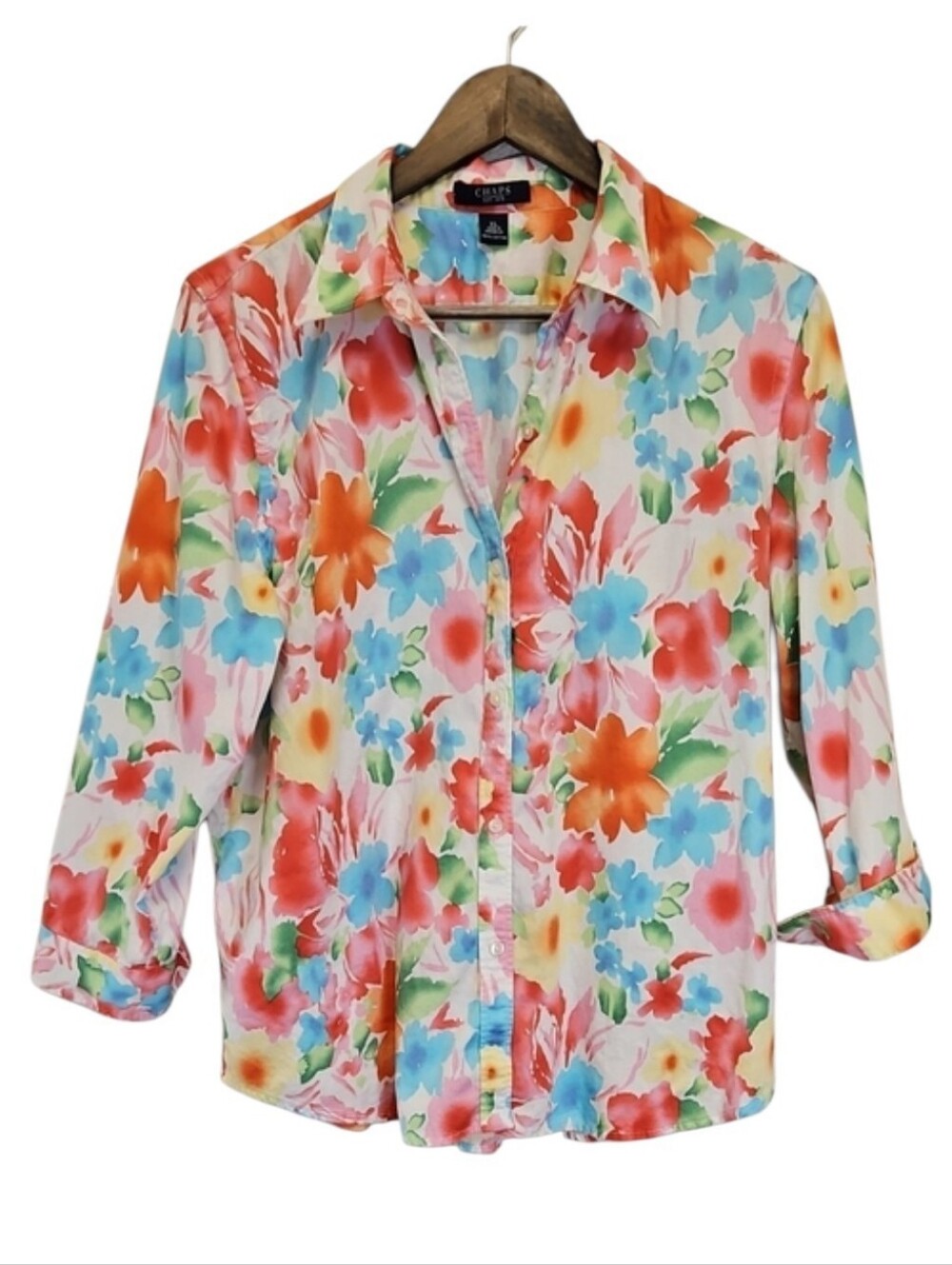 Chaps Women's Floral Button-Down Shirt, Size XL, 100% Cotton